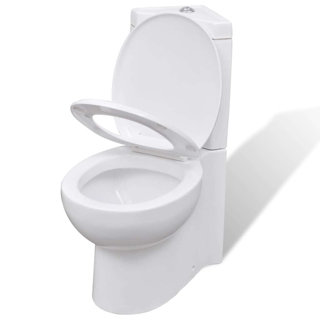 Vidaxl Modelo de esquina del baño Cerámico blanco