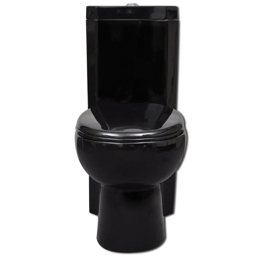 Vidaxl Modelo de esquina del baño Ceramic Negro