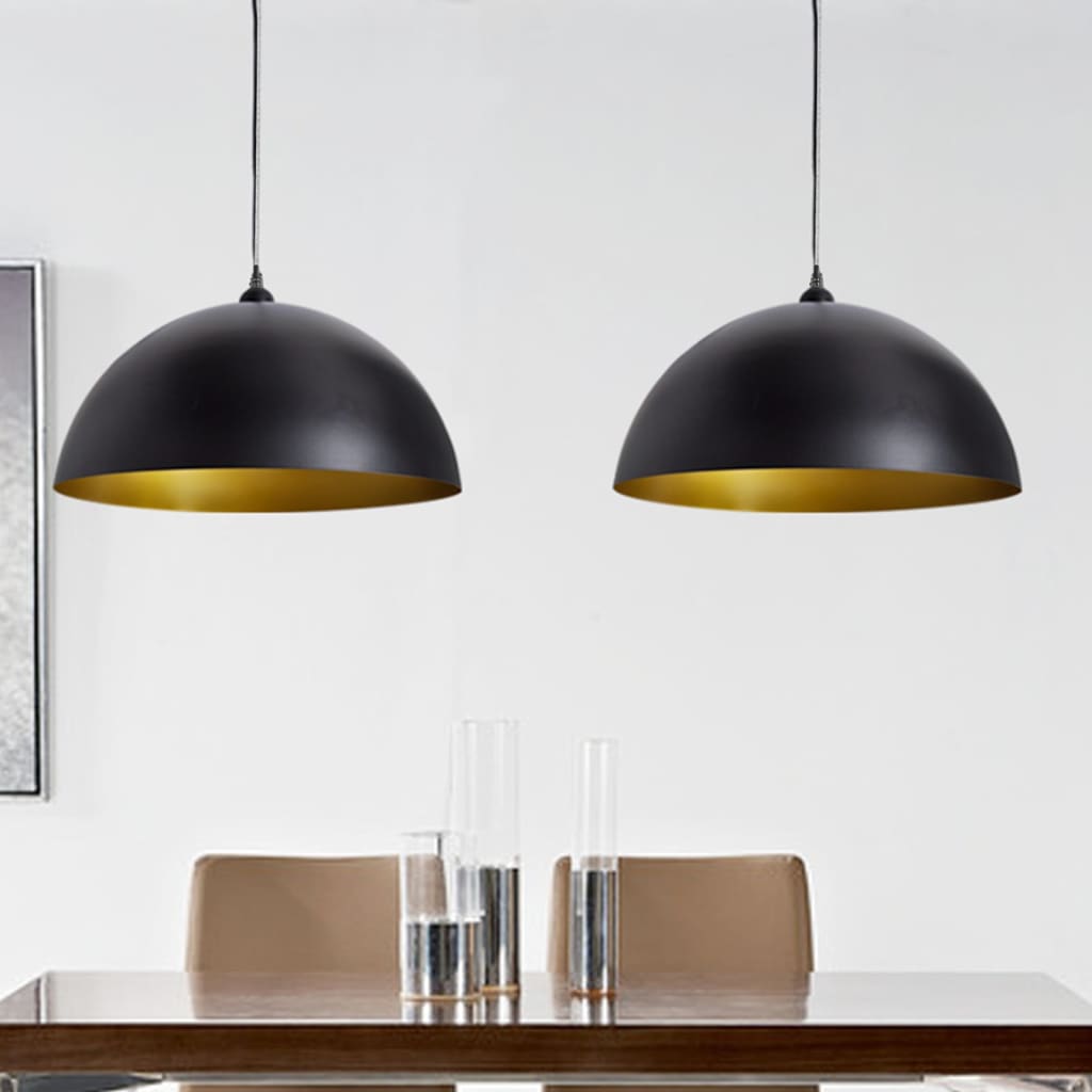 Vidaxl Lampade a soffitto 2 m in altezza regolabile semircolo nero