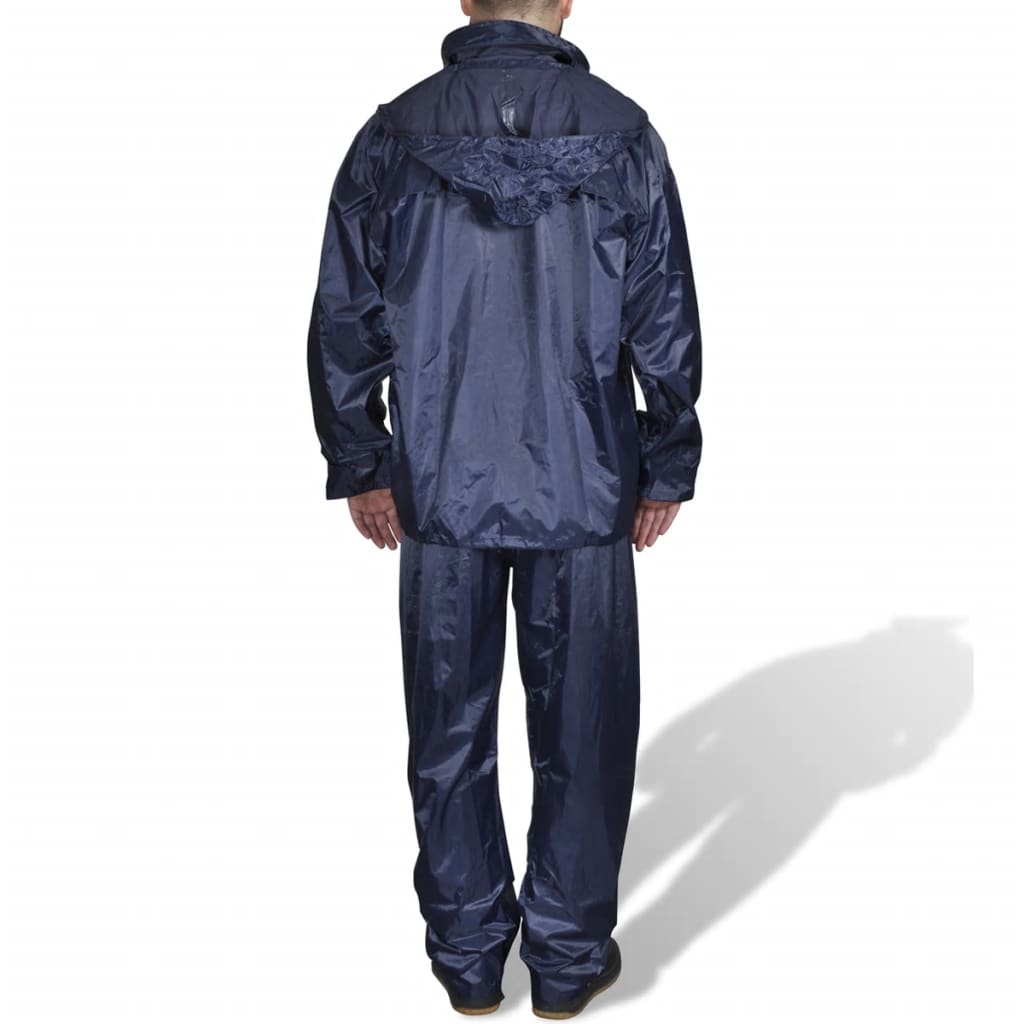 Vidaxl regenpak 2-delig met capuchon (heren marineblauw maat l)