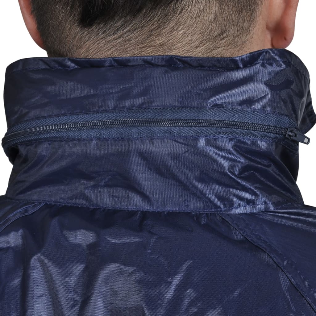 Vidaxl regenpak 2-delig met capuchon (heren marineblauw maat l)