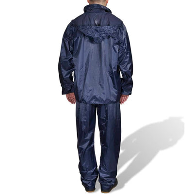 Tuta antipioggia Vidaxl 2 pezzi + cappuccio (blu navy da uomo taglia xxl)