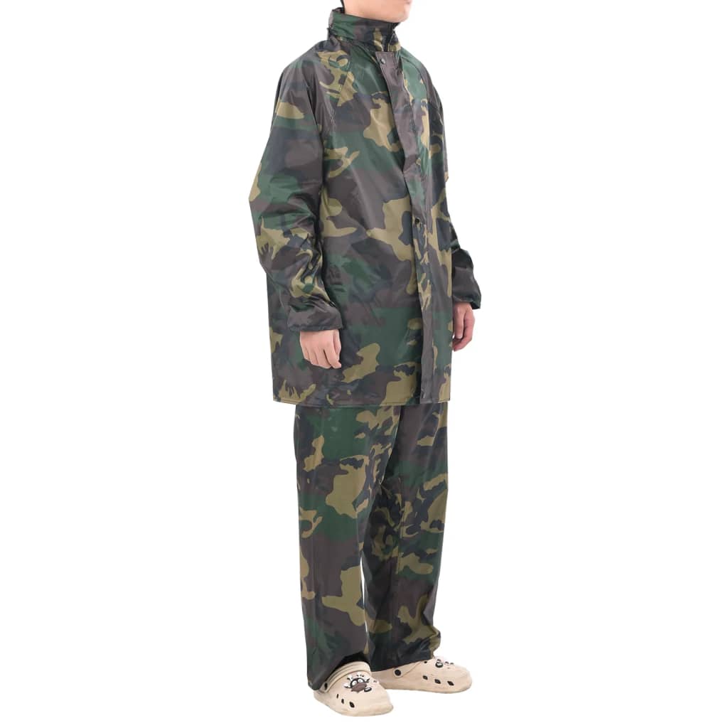 Vidaxl regenpak 2-delig met capuchon (heren camouflage maat xxl)