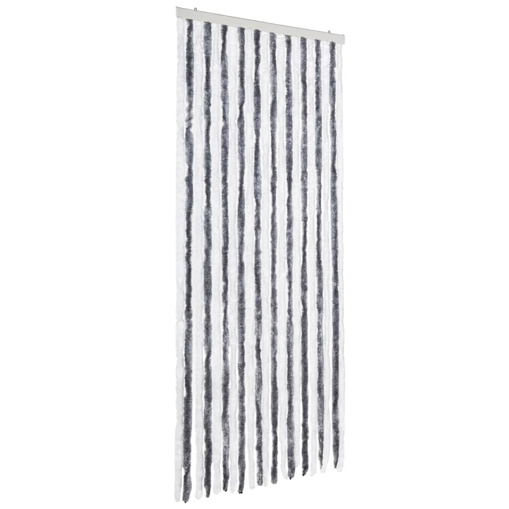 Cortina de mosca Vidaxl 90x220 cm chenille gris y blanco