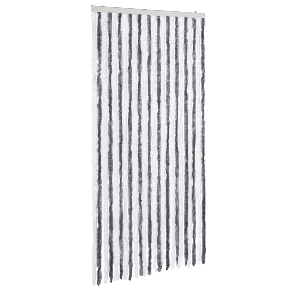 Vidaxl Fly Curtain 100x220 cm Chenille grigio e bianco