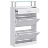 Gabinete de zapatos Vidaxl con cajón y estante de vidrio madera blanca