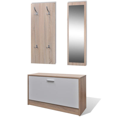 Vidaxl Abbattine da scarpe a 3 pezzi Set di quercia in legno e bianco