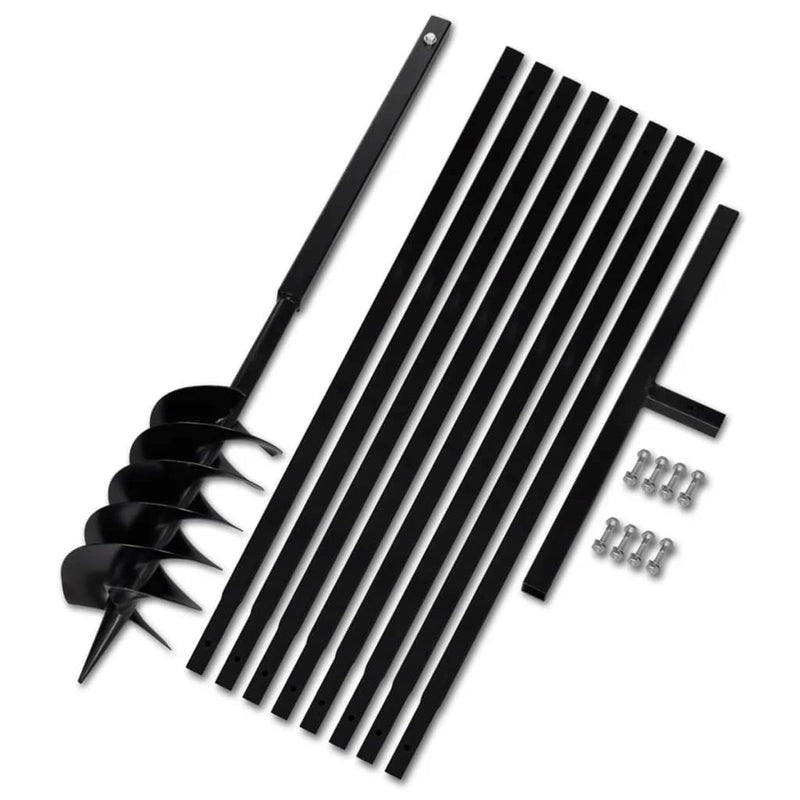Taladro de tierra Vidaxl con mango de 150 mm y extensiones 9 m (acero)