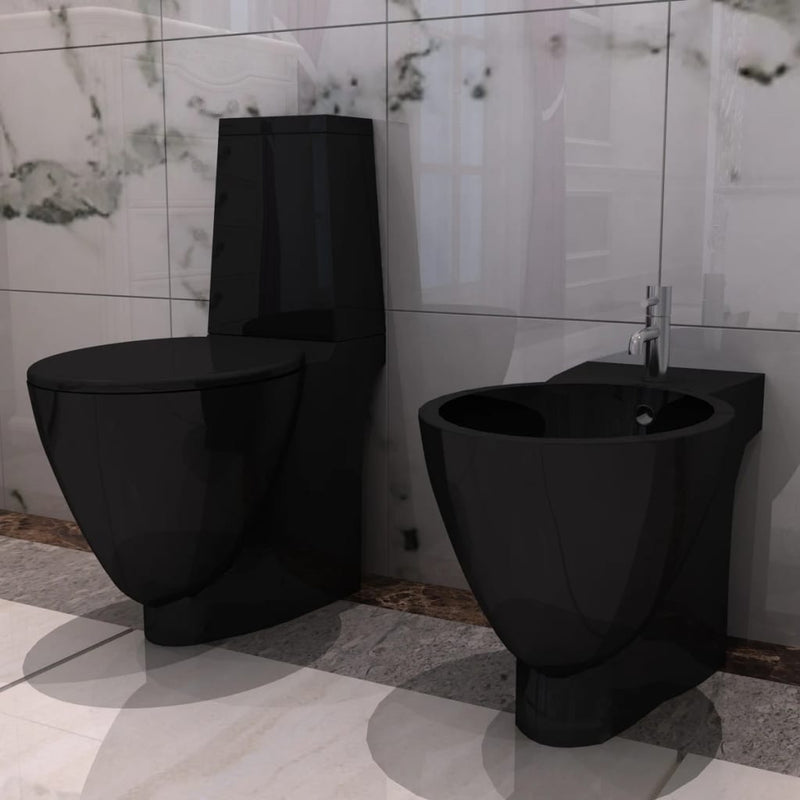 VIDAXL WIARTS BIDET SET CERAMICO NERO