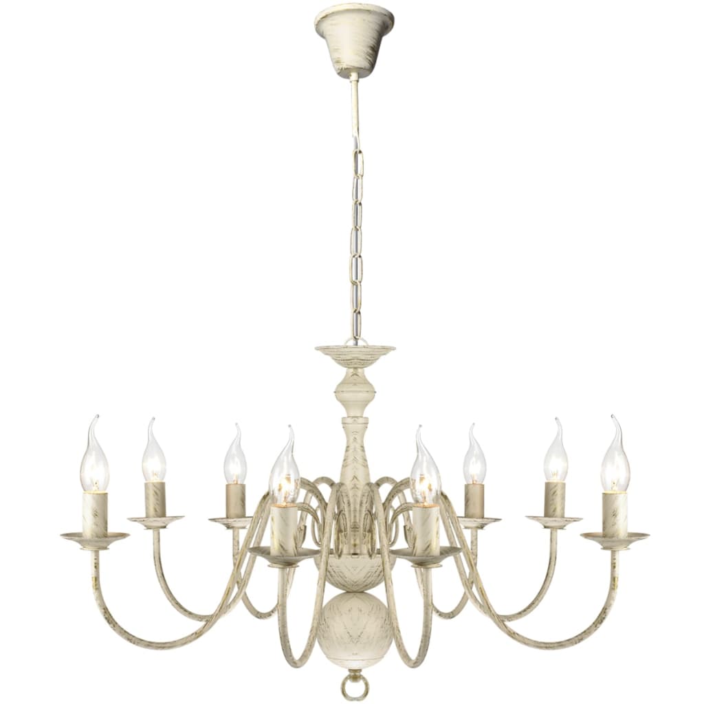 Vidaxl Chandelier White Metal 8 X E14 Lampade