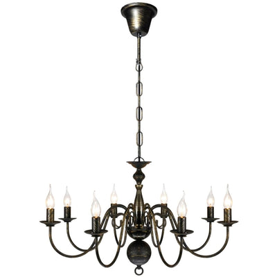 Vidaxl Chandelier Black Metal 8 x E14 Lámparas