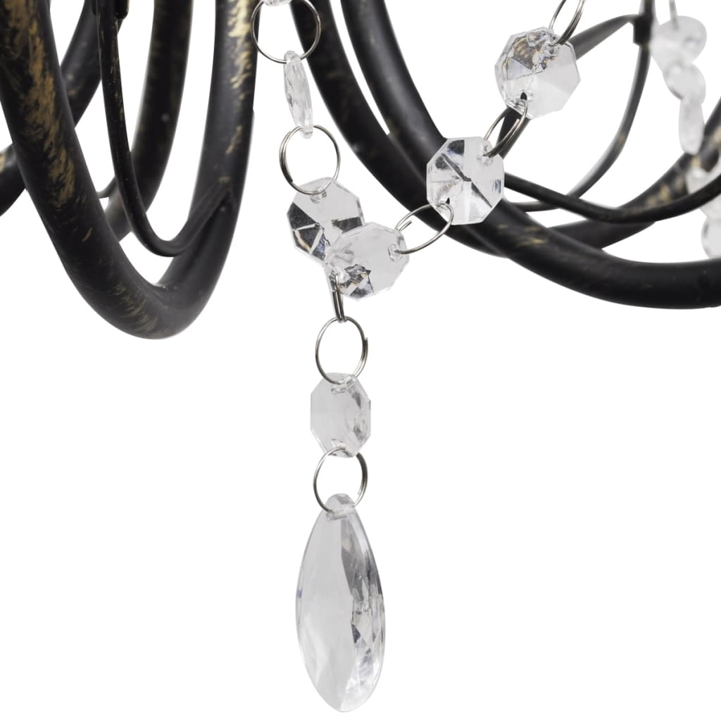 Vidaxl Chandelier Art Nouveau Metal Crystal Perle 3 lampadine nere