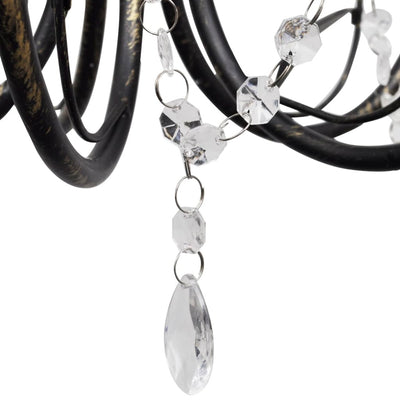 Candelier de Vidaxl Art Nouveau Metal Crystal Beads 3 bombillas negras