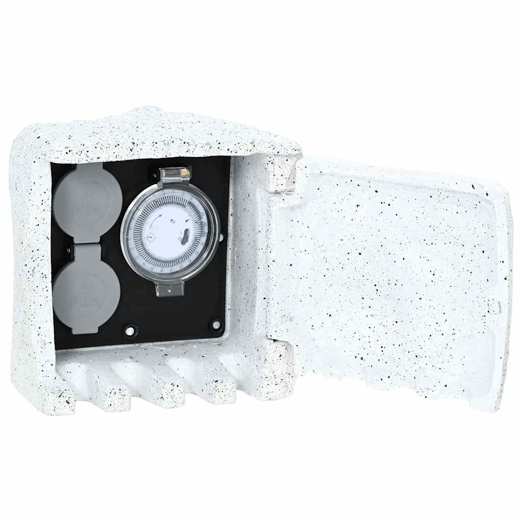 Vidaxl Garden Stop Contact with Time Switch Artificial Stone