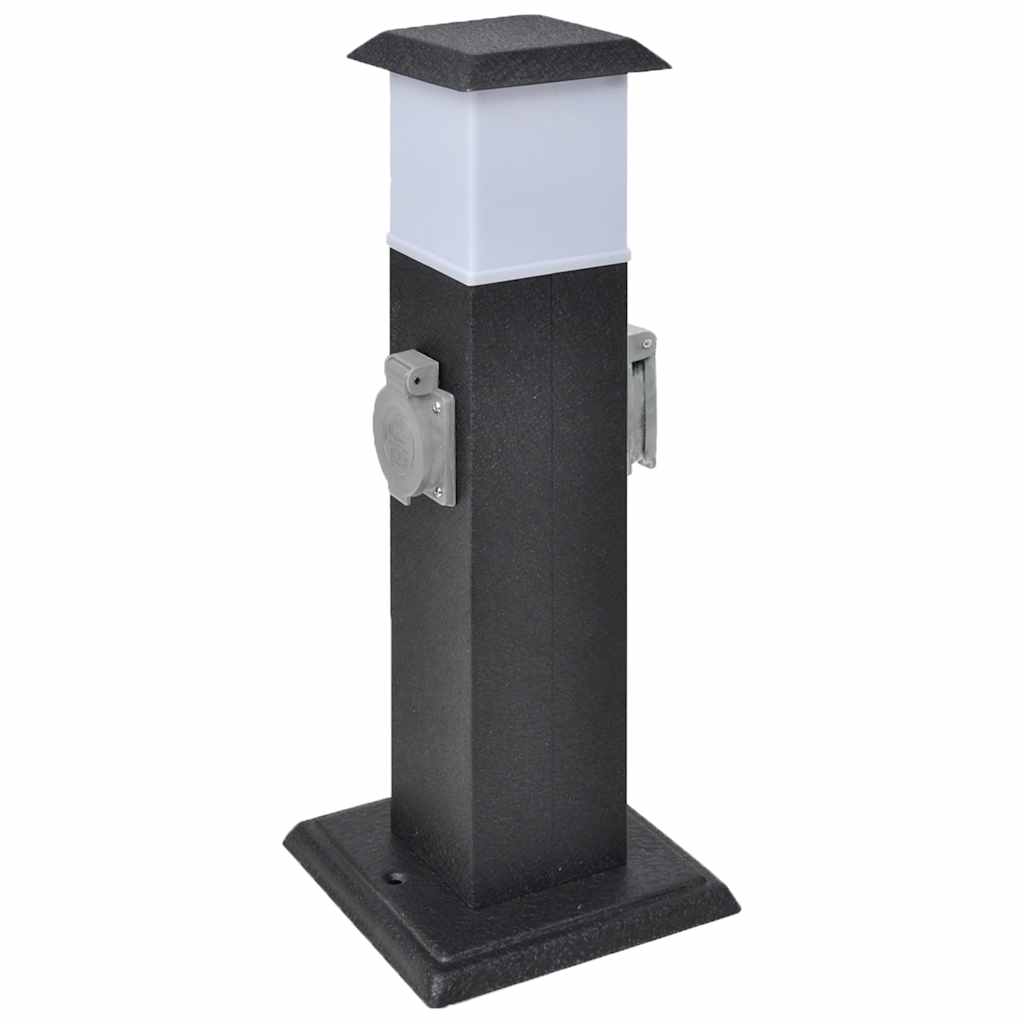 Vidaxl buitenstopContact en columna con lámpara (negro)