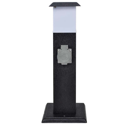 Vidaxl buitenstopContact en columna con lámpara (negro)