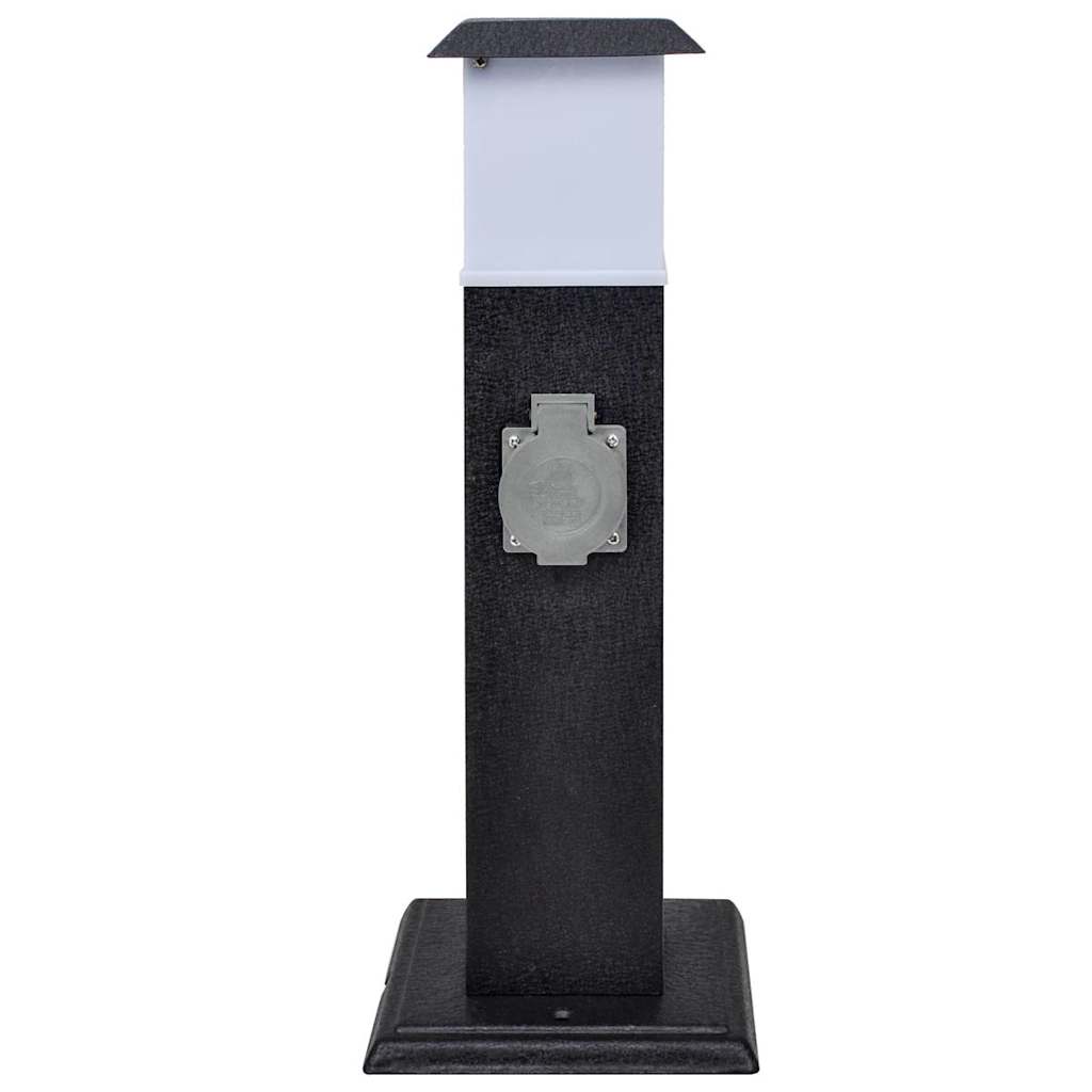 Vidaxl buitenstopContact en columna con lámpara (negro)