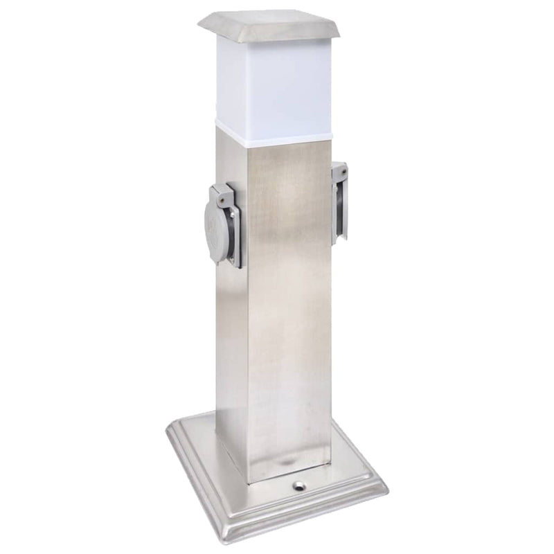 Vidaxl buitenstopContact en columna con lámpara (acero inoxidable)