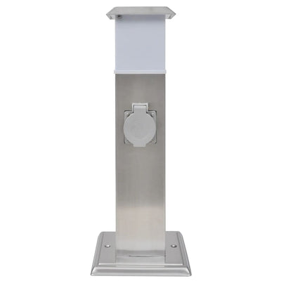 Vidaxl buitenstopContact en columna con lámpara (acero inoxidable)