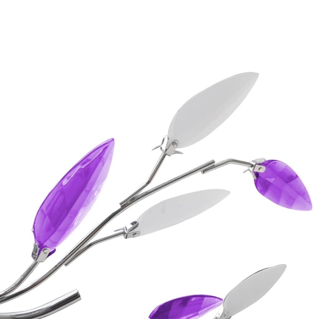 Lampada Vidaxl con foglie di cristallo di acrilico per 5x E14 viola e bianco