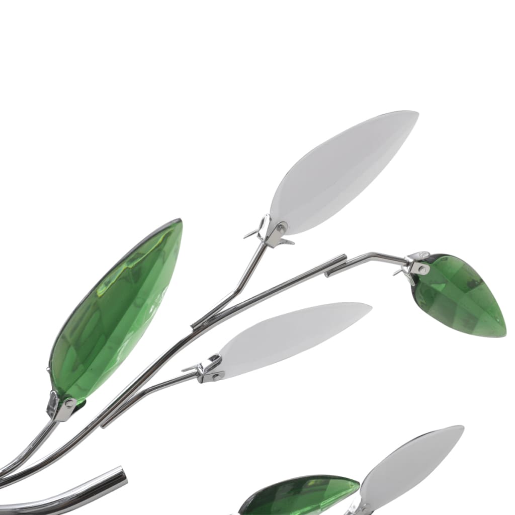 Lampada Vidaxl con foglie di cristallo di acrilico per 5x E14 Bianco verde