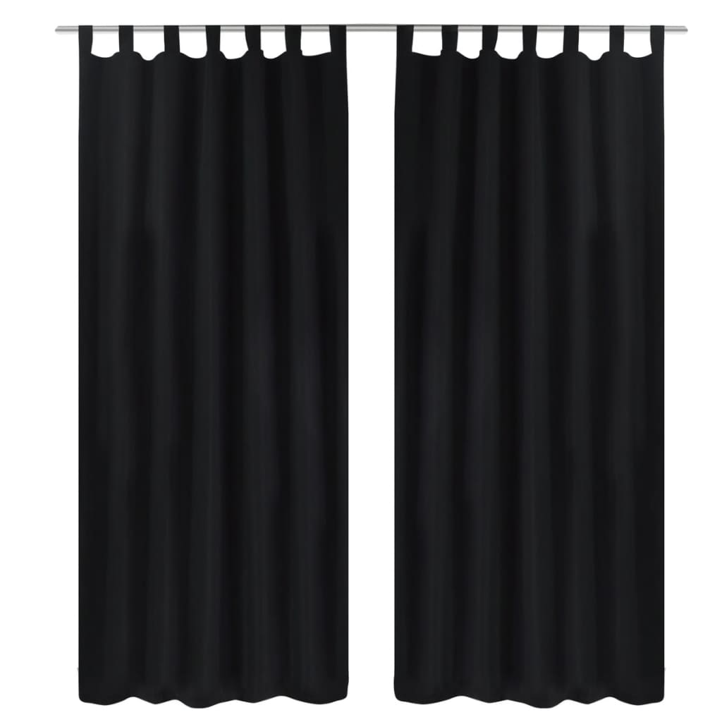 Tende da micro-satina Vidaxl con anelli 140 x 175 cm 2 pezzi (nero)