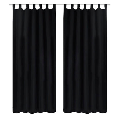 Cortinas de micro-satina Vidaxl con anillos 140 x 175 cm 2 piezas (negras)