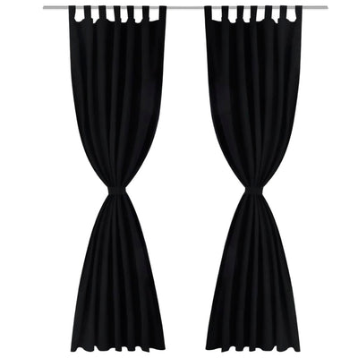 Cortinas de micro-satina Vidaxl con anillos 140 x 175 cm 2 piezas (negras)