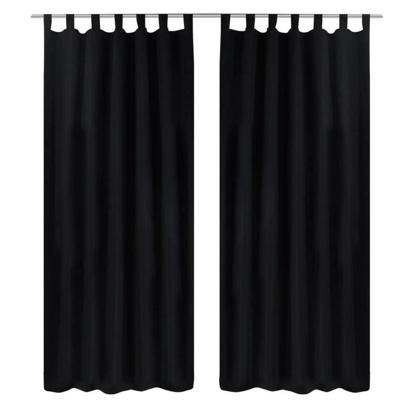 Cortinas de micro-satina Vidaxl con anillos 140 x 225 cm 2 piezas (negro)