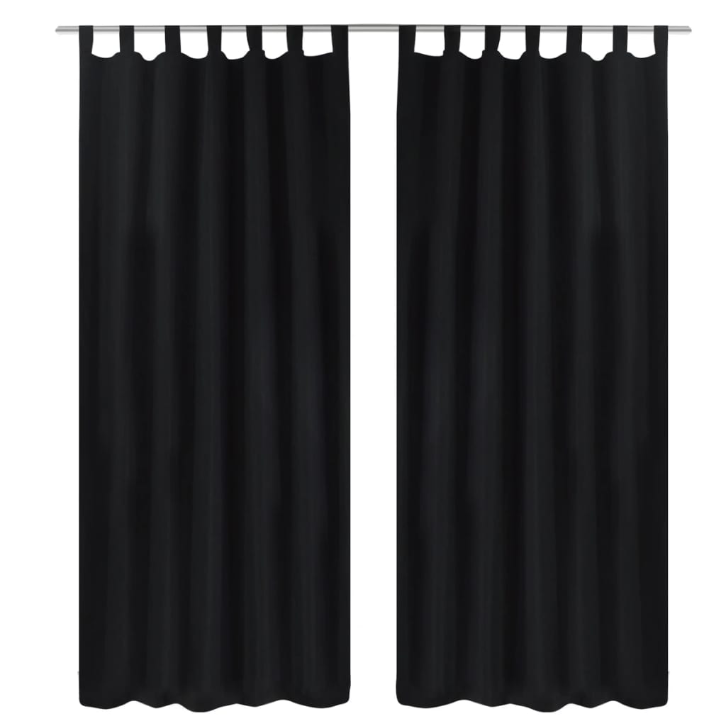 Tende da micro-satina Vidaxl con anelli 140 x 225 cm 2 pezzi (nero)