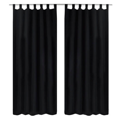Cortinas de micro-satina Vidaxl con anillos 140 x 225 cm 2 piezas (negro)