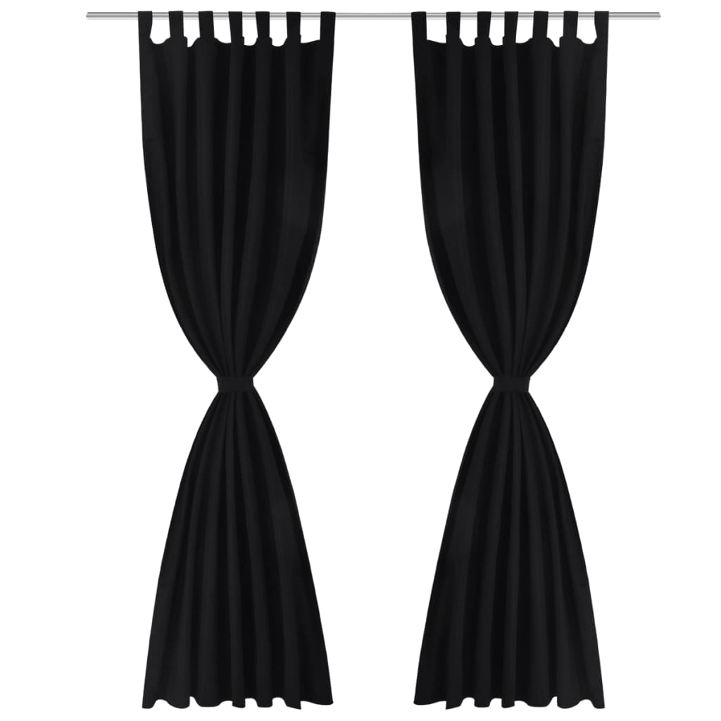 Tende da micro-satina Vidaxl con anelli 140 x 225 cm 2 pezzi (nero)