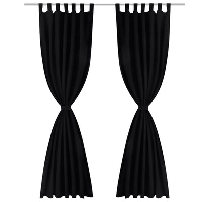Cortinas de micro-satina Vidaxl con anillos 140 x 225 cm 2 piezas (negro)