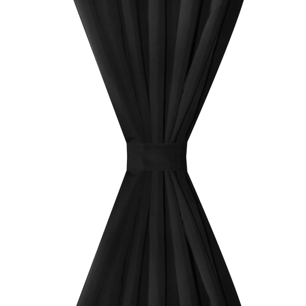 Cortinas de micro-satina Vidaxl con anillos 140 x 225 cm 2 piezas (negro)