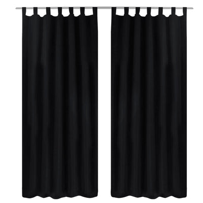 Cortinas de micro-satina Vidaxl con anillos 140 x 245 cm 2 piezas (negras)