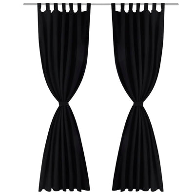 Cortinas de micro-satina Vidaxl con anillos 140 x 245 cm 2 piezas (negras)