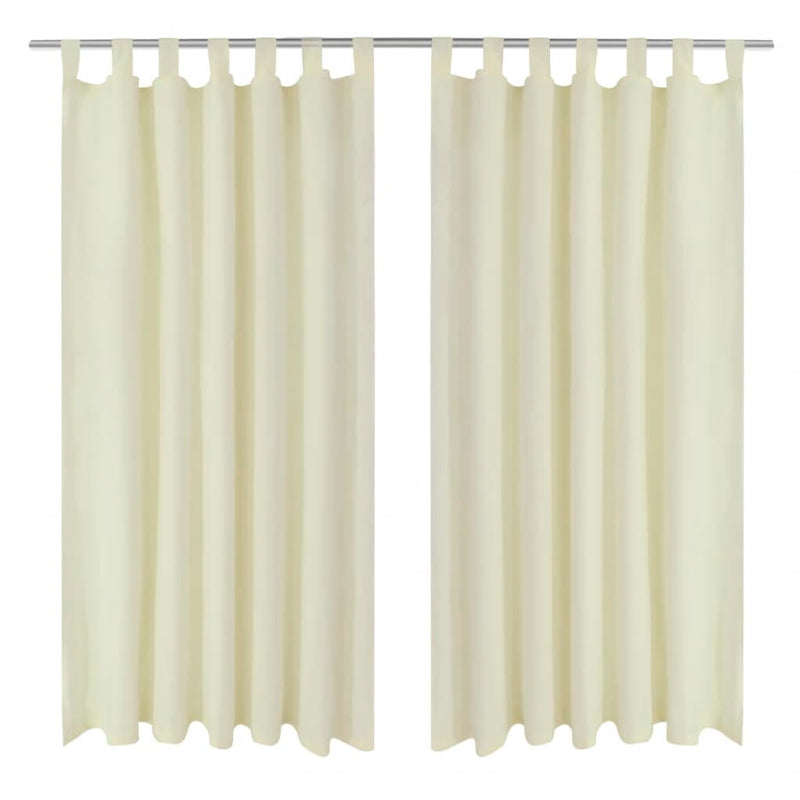 Cortinas de micro-satina Vidaxl con anillos 140 x 245 cm 2 piezas (crema)