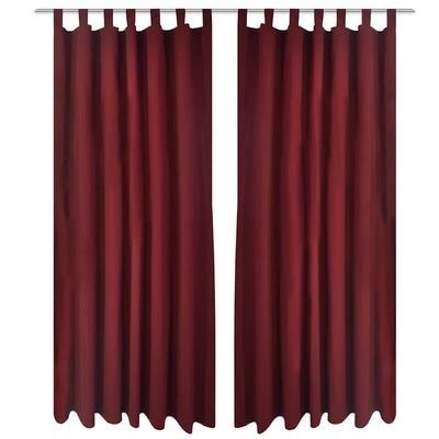 Cortinas de micro-satina Vidaxl con anillos 140 x 175 cm 2 piezas (vino rojo)