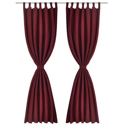 Cortinas de micro-satina Vidaxl con anillos 140 x 175 cm 2 piezas (vino rojo)