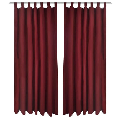 Cortinas de micro-satina Vidaxl con anillos 140 x 245 cm 2 piezas (vino rojo)