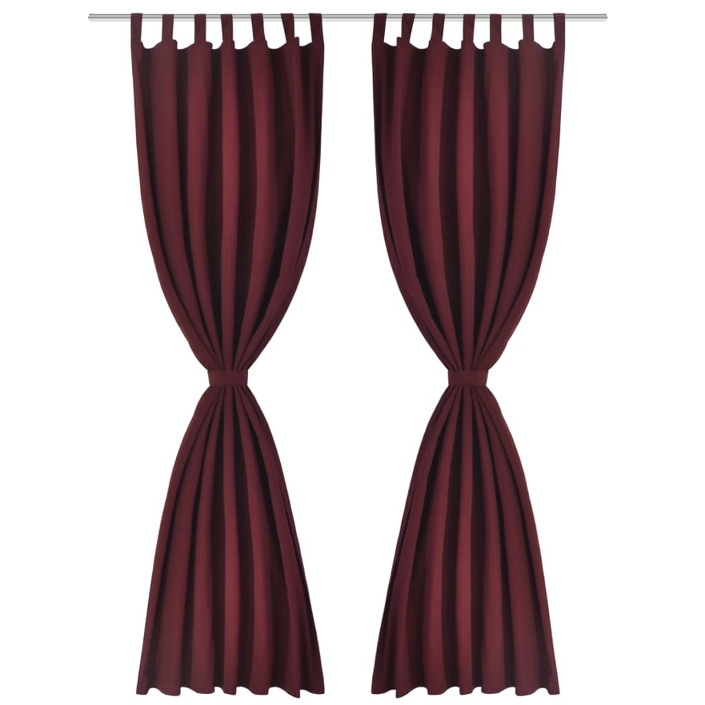 Cortinas de micro-satina Vidaxl con anillos 140 x 245 cm 2 piezas (vino rojo)