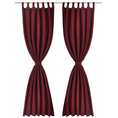 Cortinas de micro-satina Vidaxl con anillos 140 x 245 cm 2 piezas (vino rojo)