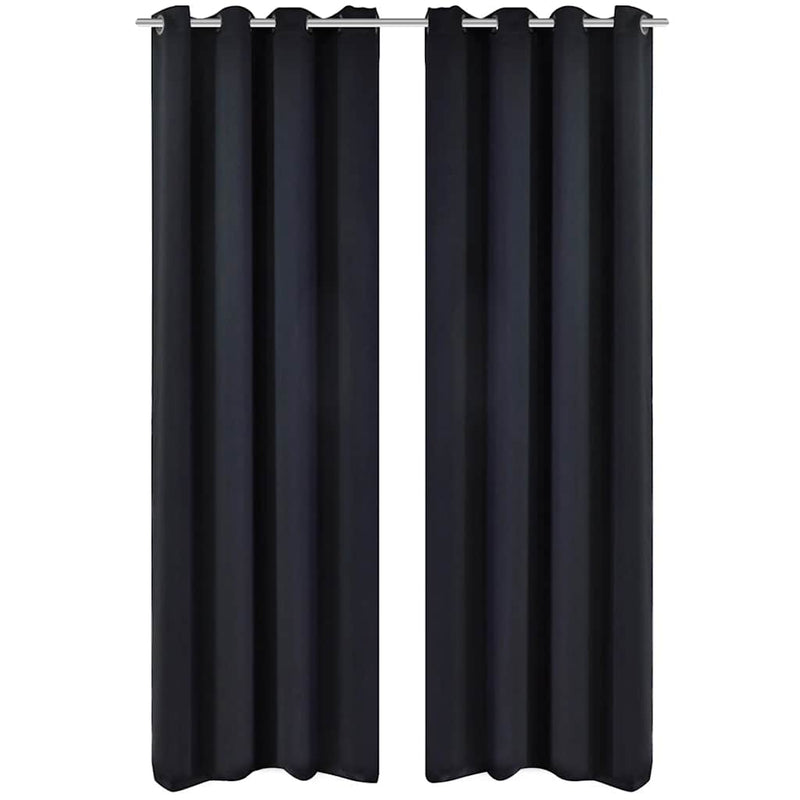 Cortinas Vidaxl con anillos de metal 135 x 245 cm 2 piezas (negro)