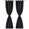 Cortinas Vidaxl con anillos de metal 135 x 245 cm 2 piezas (negro)