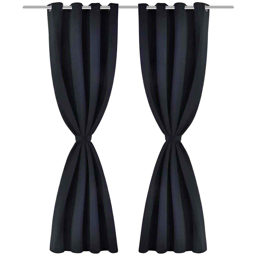 Cortinas Vidaxl con anillos de metal 135 x 245 cm 2 piezas (negro)