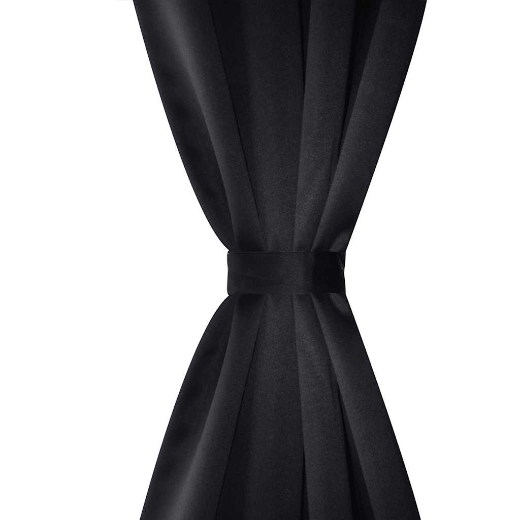 Cortinas Vidaxl con anillos de metal 135 x 245 cm 2 piezas (negro)