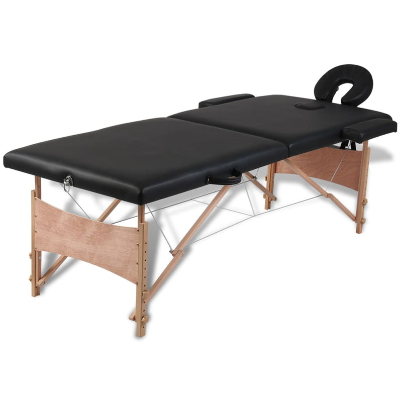 Vidaxl Massage pieghevole Tabella 2 zone con cornice in legno (nero)