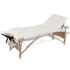 Vidaxl MASSAGE pieghevole Tabella 3 zone con telaio in legno (crema)