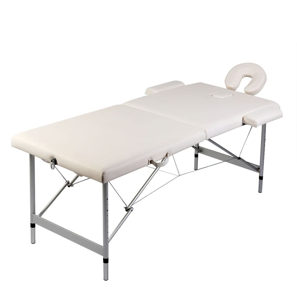 Vidaxl Massage Table con 2 zone pieghevole crema in alluminio bianco