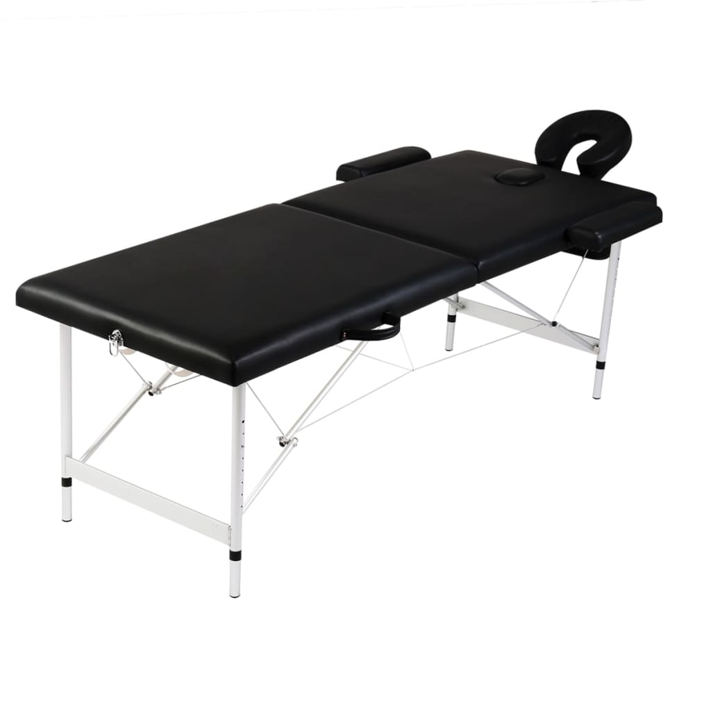 Mesa de masaje Vidaxl con 2 zonas marco de aluminio plegable negro